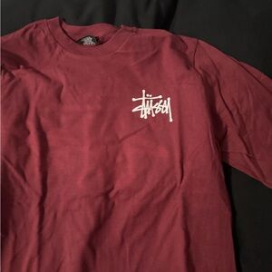 Stussy Red Long Sleeve Tee with Crew Neck